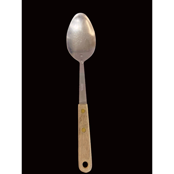Robinson USA Stainless Steel USA Wood Handle Solid Serving Spoon Kitchen Tool - Picture 2 of 12